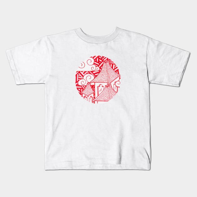 Red Rooftops Kids T-Shirt by mrmvivo